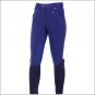 24" HORZE ACTIVE WOMENS COTTON ELASTIC LEATHER FULL SEAT RIDING BREECHES BLUE