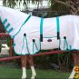 84" HILASON POLY AIRFLOW MESH HORSE FLY SHEET W/ NECK COVER & BELLY WRAP WHITE