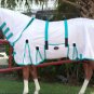 84" HILASON POLY AIRFLOW MESH HORSE FLY SHEET W/ NECK COVER & BELLY WRAP WHITE