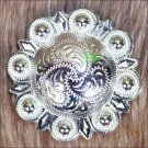 SET OF 4 NICKLE FINISH BERRY CONCHO RHINESTONE HEADSTALL SADDLE BLING COWGIRL