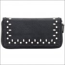 AMERICAN WEST BANDANA SIOUX ZIP AROUND LADIES WALLET SILVER SPOTS LACING