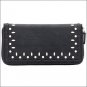 AMERICAN WEST BANDANA SIOUX ZIP AROUND LADIES WALLET SILVER SPOTS LACING