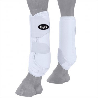 SMALL TOUGH 1 EXTREME VENTED FLEXIBLE HORSE LEG FRONT SPORT BOOTS PAIR WHITE