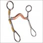 HILASON STAINLESS STEEL CURB HORSE BIT W/BRASS TRIM 5" MED PORT MOUTH6"CHEEK
