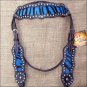 S526 HILASON WESTERN HORSE BRIDLE HEADSTALL W/ TURQUOISE ZEBRA LEATHER INLAY