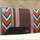 HILASON WESTERN NEW ZEALAND WOOL HORSE SADDLE BLANKET BROWN ORANGE DARK GREEN
