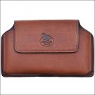 GEORGIA BOOT BROWN GRAIN LEATHER LARGE SMARTPHONE HOLDER MAGNETIC CLOSURE
