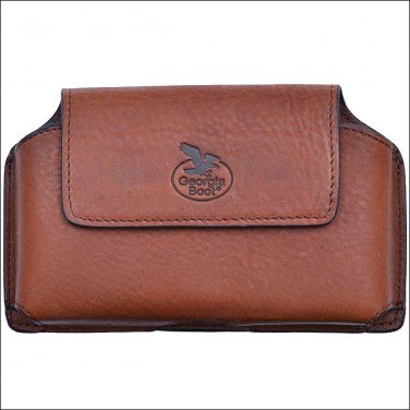 GEORGIA BOOT BROWN GRAIN LEATHER LARGE SMARTPHONE HOLDER MAGNETIC CLOSURE
