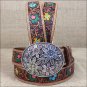 40in. TONY LAMA COUNTRY GARDEN LADIES FLORAL TOOLED LEATHER BELT WESTERN COWGIRL