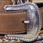38 inch TONY LAMA BROWN MEN'S BADLANDS HORSE HAIR WITH RIBBON INLAY LEATHER BELT