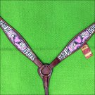 M21 HILASON WESTERN ZEBRA LEATHER HORSE BREAST COLLAR MAHOGANY ANGEL CROSS GUN