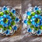 C36 SET OF 4 PERIDOT BLUE CRYSTAL 1-1/4in BERRY CONCHO RHINESTONE TACK SADDLE