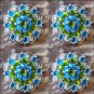 C36 SET OF 4 PERIDOT BLUE CRYSTAL 1-1/4in BERRY CONCHO RHINESTONE TACK SADDLE