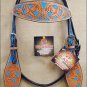 HILASON WESTERN LEATHER HORSE BRIDLE HEADSTALL LIGHT OIL W/ TURQUOISE INLAY S431