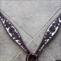 HILASON WESTERN LEATHER BREAST COLLAR DARK BROWN W/ WHITE HAND PAINT INLAY