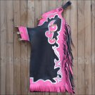 CH862F- HILASON PRO RODEO BRONC BULL-RIDING BLACK SMOOTH LEATHER CHAPS PBR PRCA