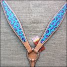 HILASON WESTERN LEATHER HORSE BREAST COLLAR TURQUOISE PURPLE CHEETAH HAND PAINT