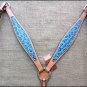 HILASON WESTERN LEATHER HORSE BREAST COLLAR TURQUOISE PURPLE CHEETAH HAND PAINT