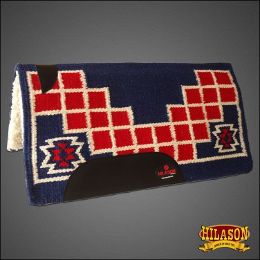 MADE IN USA F245 HILASON WESTERN WOOL FELT SADDLE BLANKET PAD BLUE WHITE RED