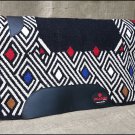 FEP237 MADE IN USA HILASON WESTERN WOOL FELT SADDLE BLANKET PAD BLACK WHITE BLUE