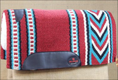 MADE IN USA HILASON WESTERN WOOL FELT SADDLE BLANKET PAD RED TURQUOISE WHITE