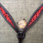 HILASON WESTERN LEATHER HORSE BREAST COLLAR BLACK W/ RED BLACK DOT INLAY