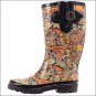 SIZE 11 M&F WESTERN WOMENS MULTICOURED PAISLEY DESIGN ROUND TOE LEG RAIN BOOTS