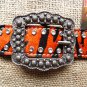 PS130CN140F- HILASON WESTERN ORANGE ZEBRA HAIR ON LEATHER SPUR STRAPS W/ BUCKLE