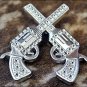 SET OF 8 ANTIQUE SILVER FINISH CROSS PISTOL CONCHOS SADDLE HEADSTALL COWGIRL