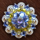 SET OF 4 PURPLE LEMON AB CRYSTALS 1-1/4in. BERRY CONCHO RHINESTONE SADDLE TACK