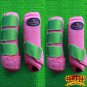 LARGE HILASON GLITTER GREEN HORSE FRONT REAR LEG PROTECTION SPORTS BOOTS 4 PACK