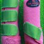 LARGE HILASON GLITTER GREEN HORSE FRONT REAR LEG PROTECTION SPORTS BOOTS 4 PACK
