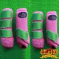 LARGE HILASON GLITTER GREEN HORSE FRONT REAR LEG PROTECTION SPORTS BOOTS 4 PACK