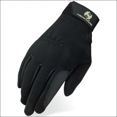 10 SIZE HERITAGE PERFORMANCE FLEECE LEATHER HORSE RIDING EQUESTRIAN GLOVE BLACK