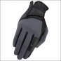 11 SIZE HERITAGE X-COUNTRY GLOVE HORSE RIDING LEATHER STRETCHABLE BLACK GREY