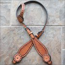S502 HILASON WESTERN LEATHER HORSE ONE EAR BRIDLE HEADSTALL TAN PINK RHINESTONES