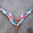 HILASON WESTERN LEATHER BREAST COLLAR HAND PAINT INDIAN FEATHER