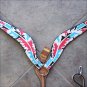 HILASON WESTERN LEATHER BREAST COLLAR HAND PAINT INDIAN FEATHER