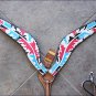 HILASON WESTERN LEATHER BREAST COLLAR HAND PAINT INDIAN FEATHER