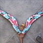 HILASON WESTERN LEATHER BREAST COLLAR HAND PAINT INDIAN FEATHER
