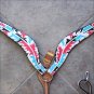 HILASON WESTERN LEATHER BREAST COLLAR HAND PAINT INDIAN FEATHER