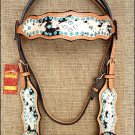 HILASON WESTERN COWHIDE LEATHER HORSE HEADSTALL BRIDLE TURQUOISE CRYSTAL