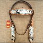 HILASON WESTERN COWHIDE LEATHER HORSE HEADSTALL BRIDLE TURQUOISE CRYSTAL