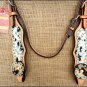 HILASON WESTERN COWHIDE LEATHER HORSE HEADSTALL BRIDLE TURQUOISE CRYSTAL