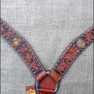 HILASON WESTERN LEATHER HORSE  BREAST COLLAR DARK OIL BLACK INLAY HAIR ON INLAY