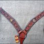 HILASON WESTERN LEATHER HORSE  BREAST COLLAR DARK OIL BLACK INLAY HAIR ON INLAY