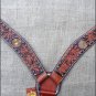 HILASON WESTERN LEATHER HORSE BREAST COLLAR DARK OIL BLACK INLAY HAIR ON INLAY