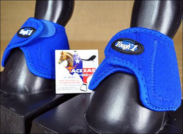 JT4103 LARGE TOUGH 1 NO TURN QUICK WRAP VENTED NEOPRENE HORSE BELL BOOTS ROYAL