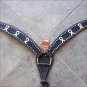 HILASON WESTERN LEATHER HORSE BREAST COLLAR BROWN W/ WHITE BREAST CANCER RIBBON