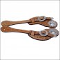 HILASON 5/8IN RUSSET LEATHER COWBOY SPUR STRAP SHAPED CUT SILVER HARDWARE